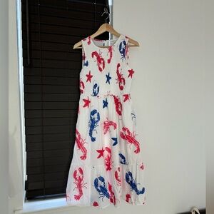 J. Crew Factory smocked red, white, and blue lobster dress, Petite Medium, NWT